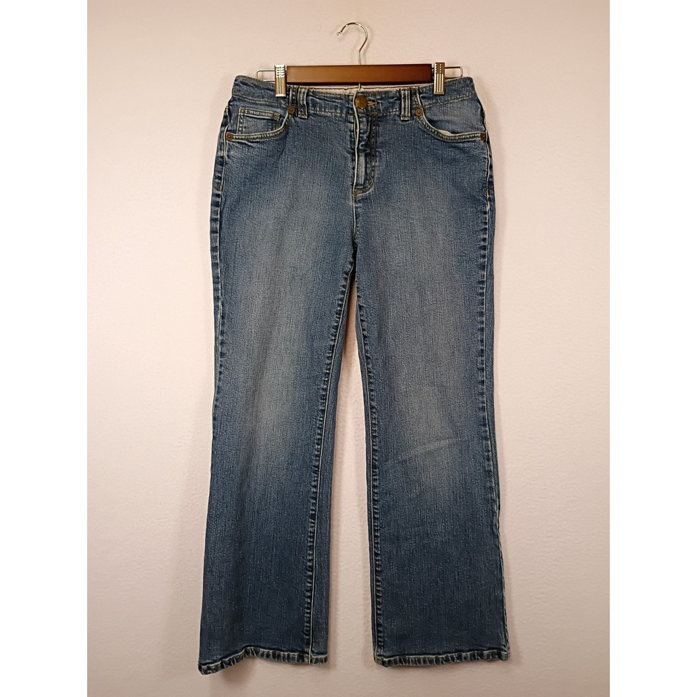 Classic Y2K Lands' End Womens 8P Blue Boot Leg Original Fit Stretch Denim Jeans